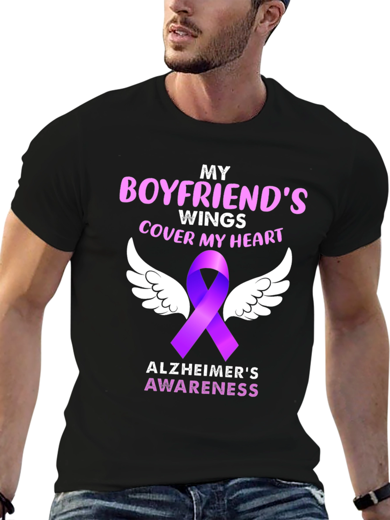 Boyfriends Wings Alzheimers Awareness T-Shirt