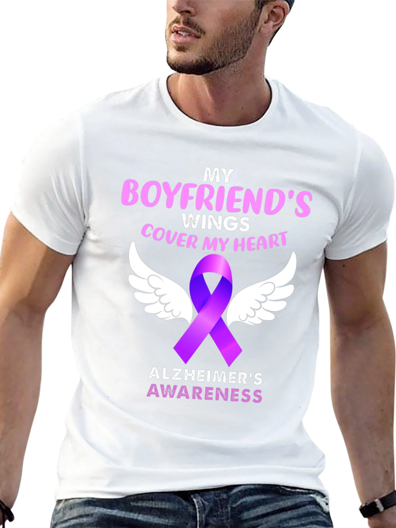 Boyfriends Wings Alzheimers Awareness T-Shirt