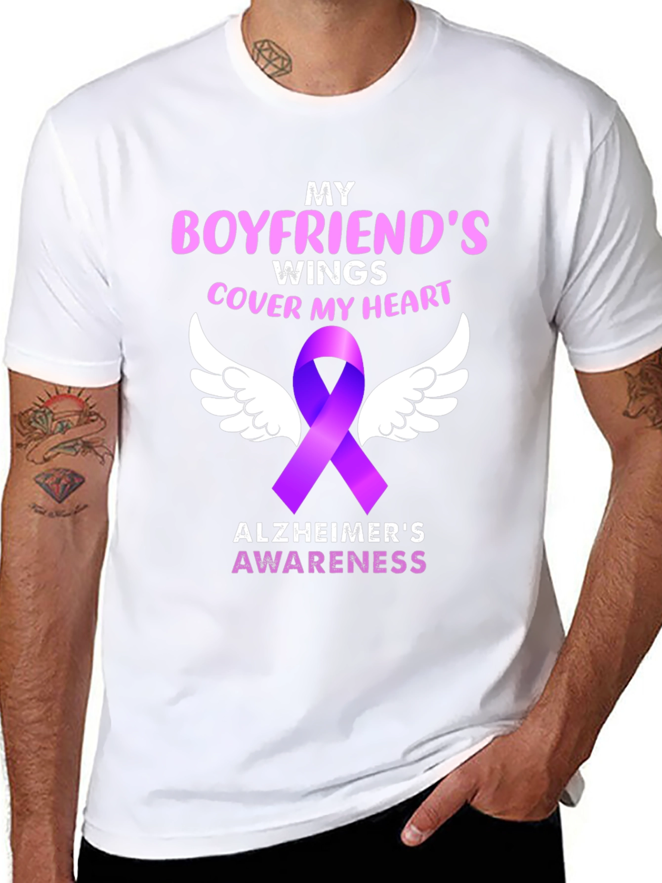 Boyfriends Wings Alzheimers Awareness T-Shirt