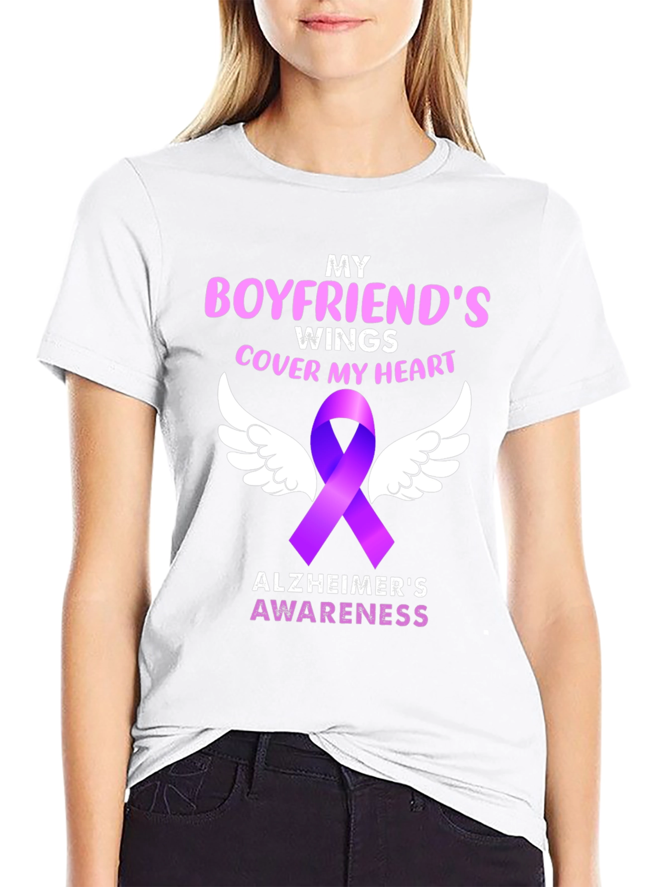 Boyfriends Wings Alzheimers Awareness T-Shirt