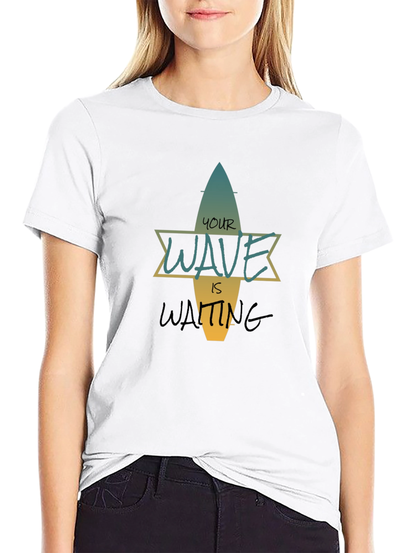 Your Wave Is Waiting Black Graphic T-Shirt