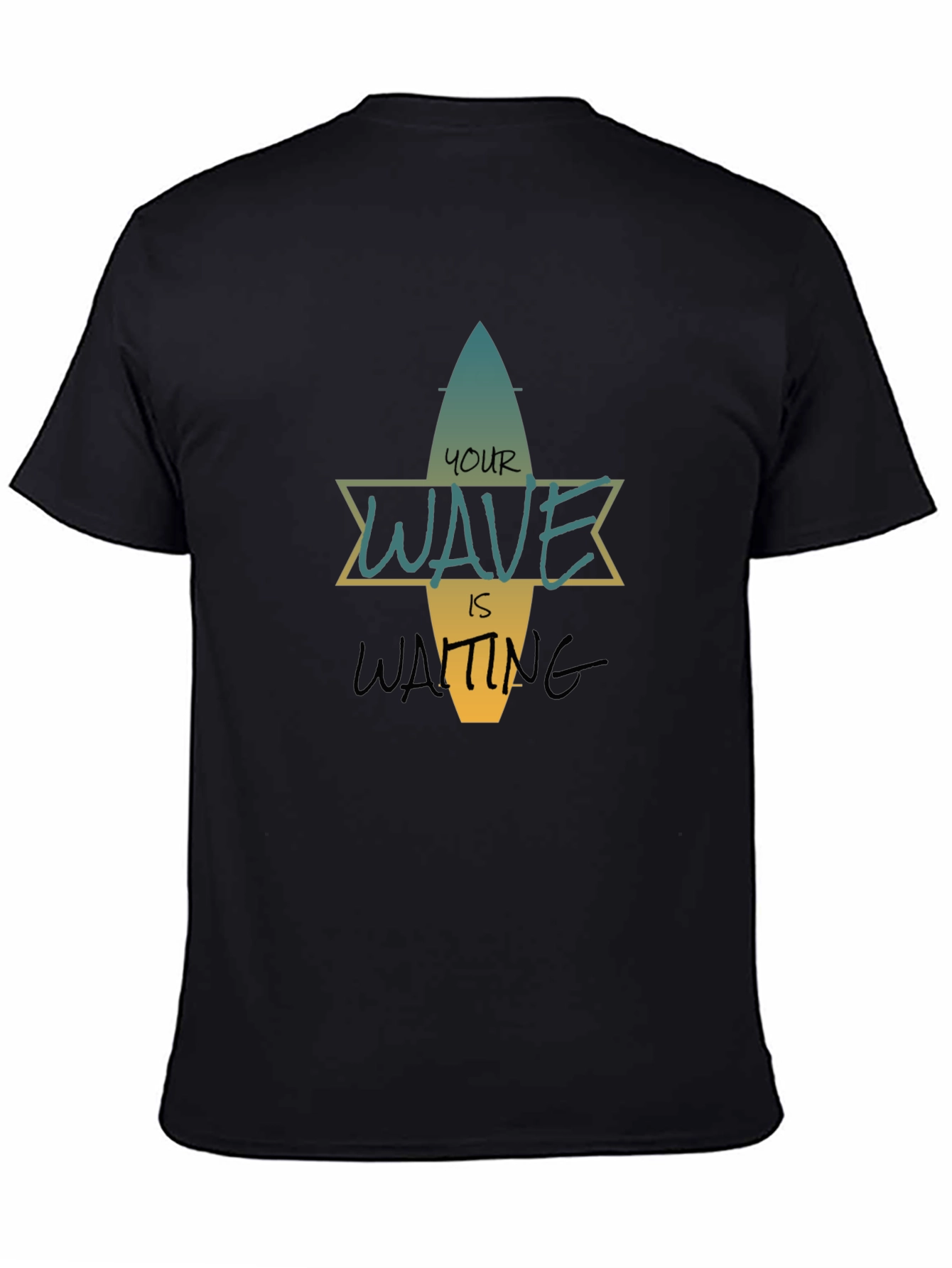 Your Wave Is Waiting Black Graphic T-Shirt