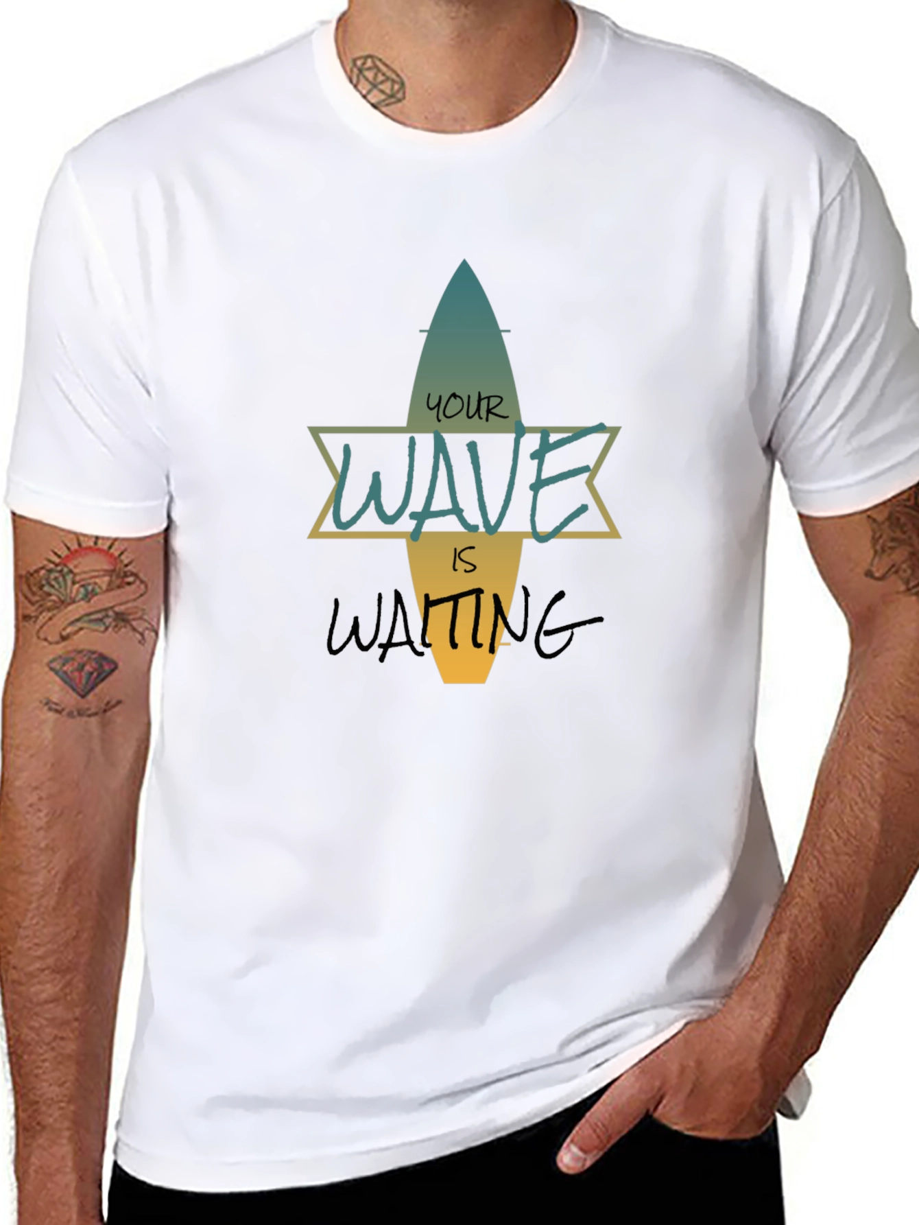 Your Wave Is Waiting Black Graphic T-Shirt