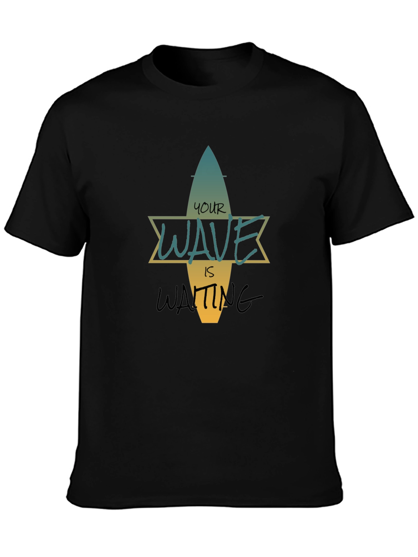 Your Wave Is Waiting Black Graphic T-Shirt