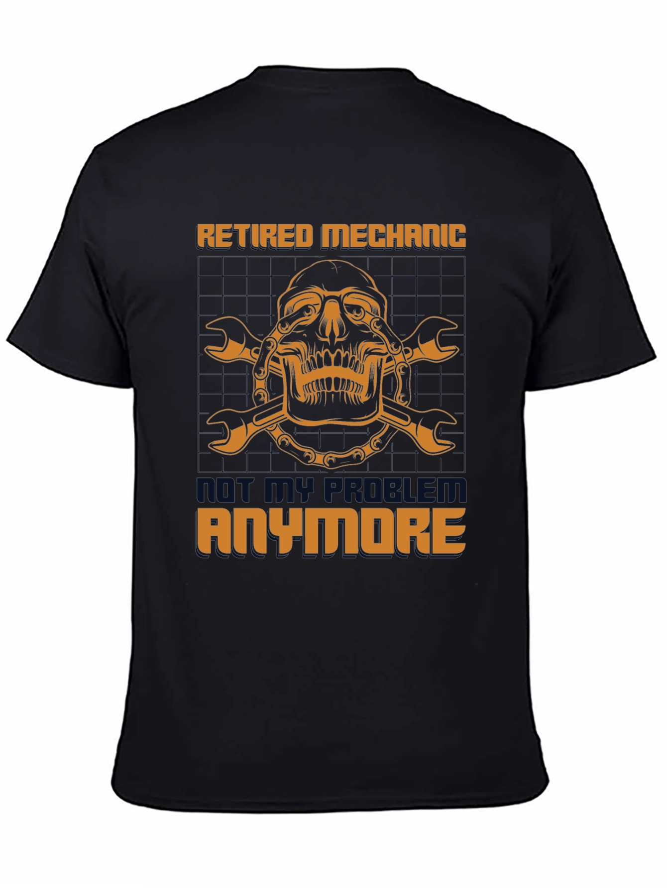 Retired Mechanic T-Shirt - Skull & Wrenches Design