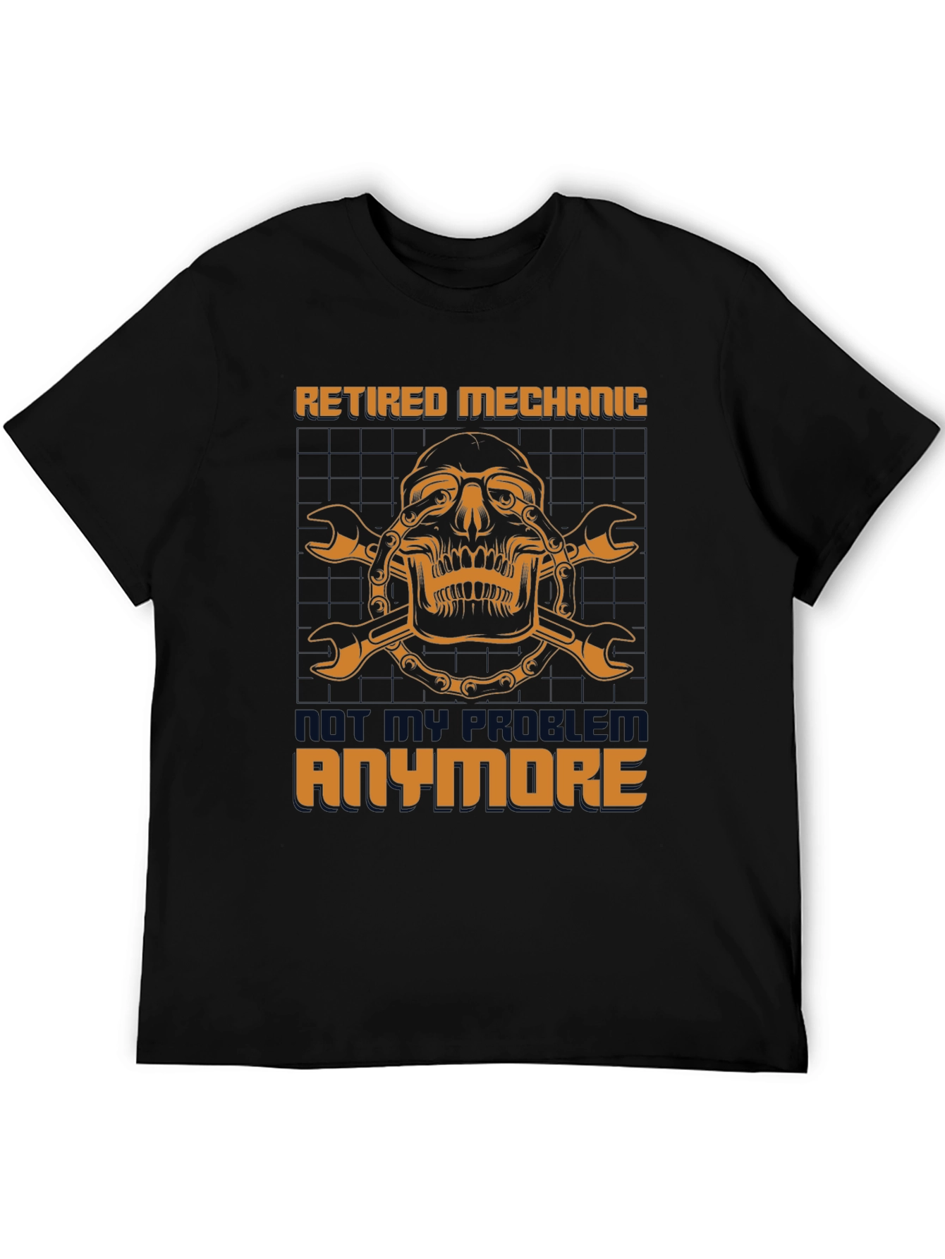 Retired Mechanic T-Shirt - Skull & Wrenches Design