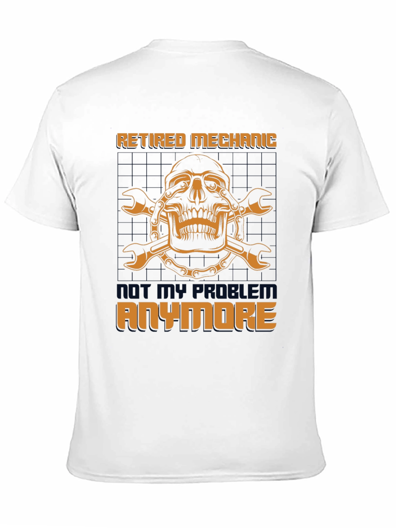 Retired Mechanic T-Shirt - Skull & Wrenches Design