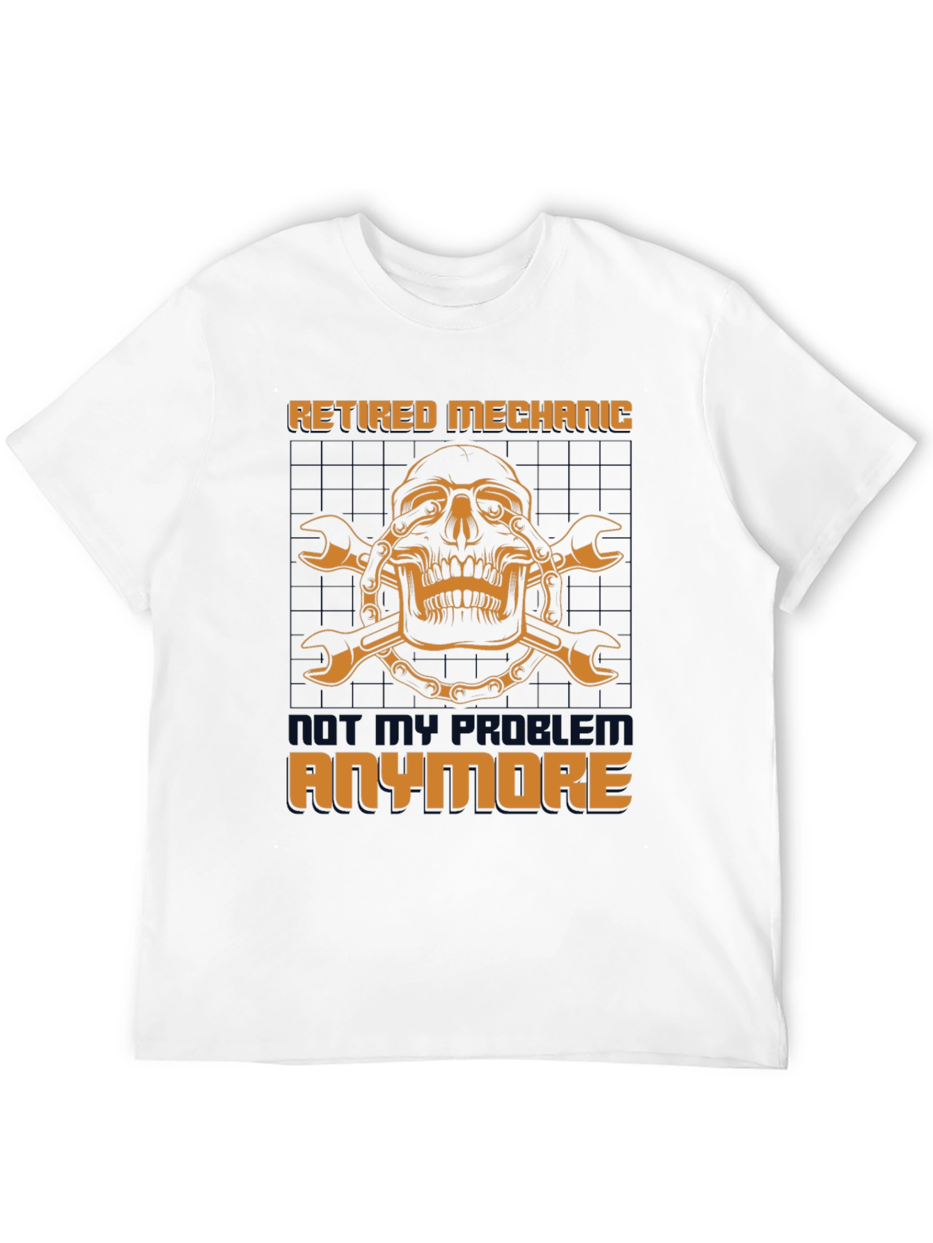 Retired Mechanic T-Shirt - Skull & Wrenches Design