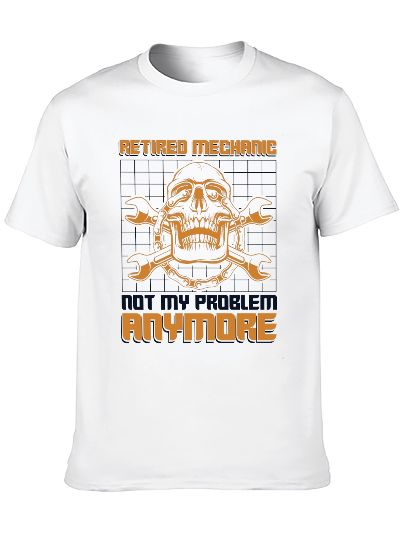 Retired Mechanic T-Shirt - Skull & Wrenches Design