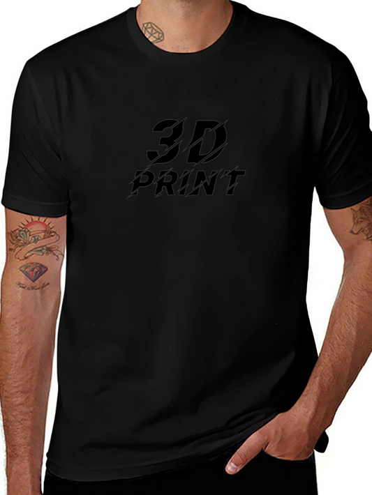 Mens 3D Print Black T-Shirt - Stylish Casual Tee