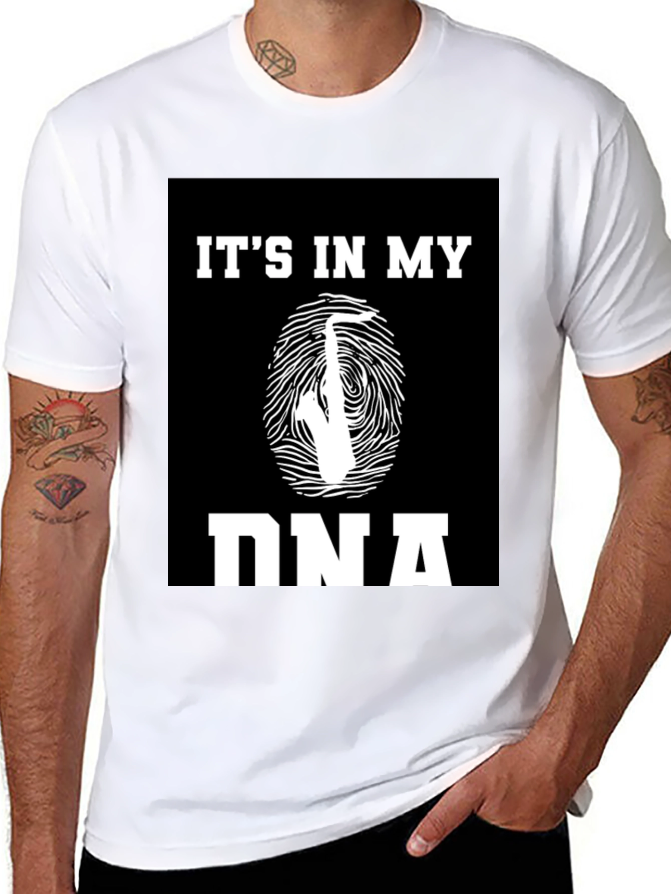 Its In My DNA Saxophone Black T-Shirt