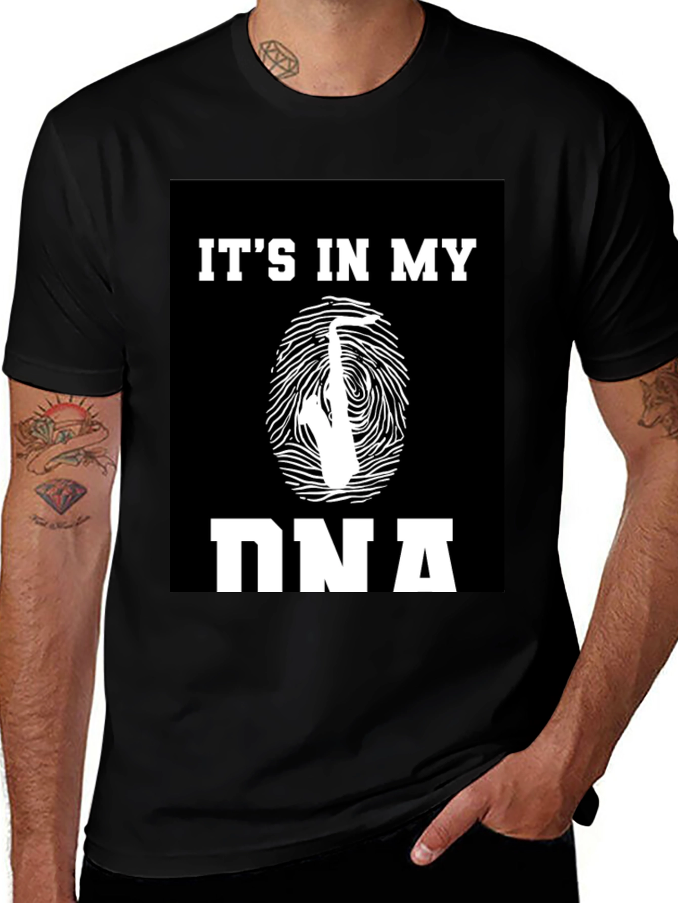Its In My DNA Saxophone Black T-Shirt