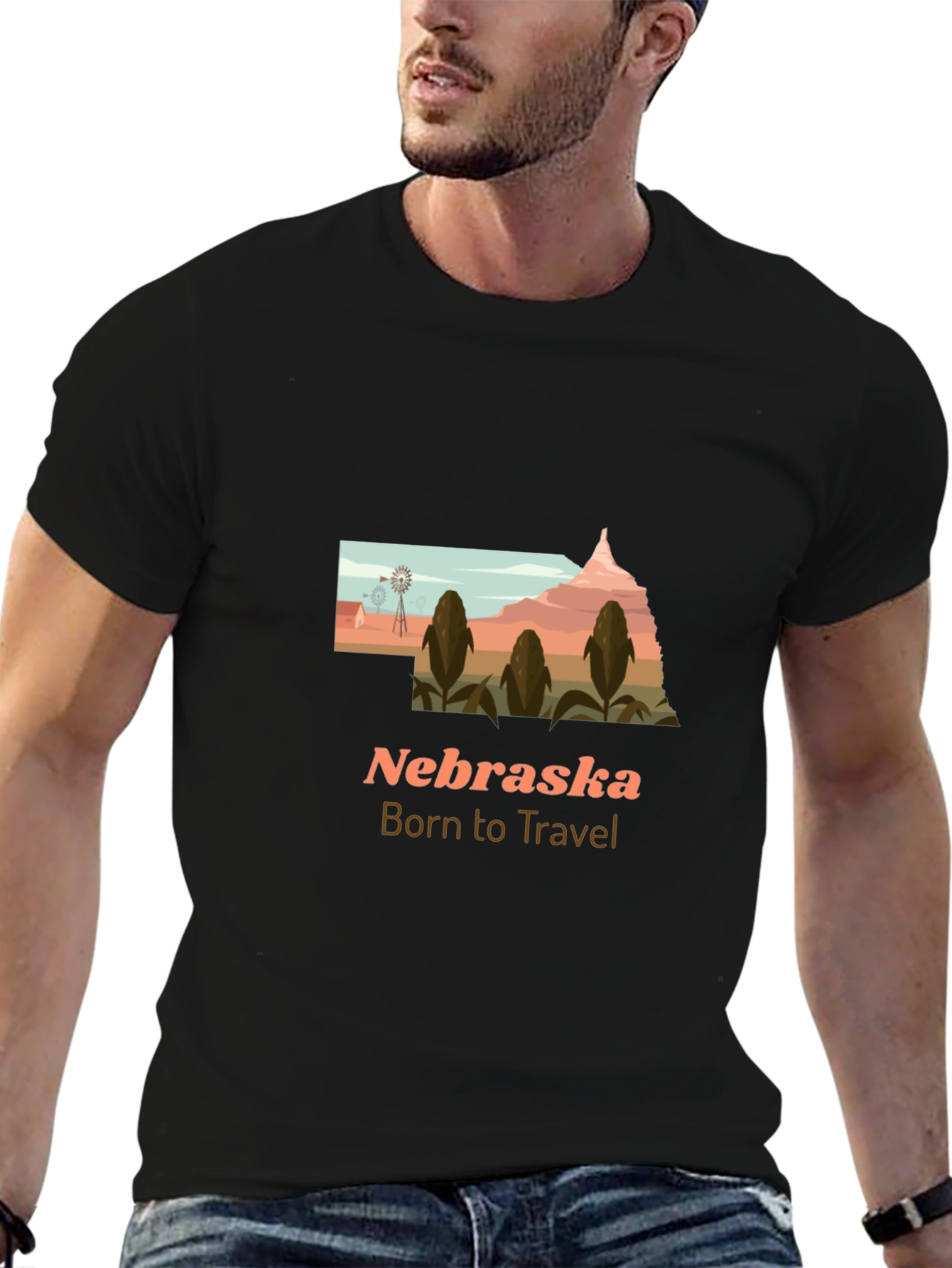 Nebraska Born to Travel Graphic Tee