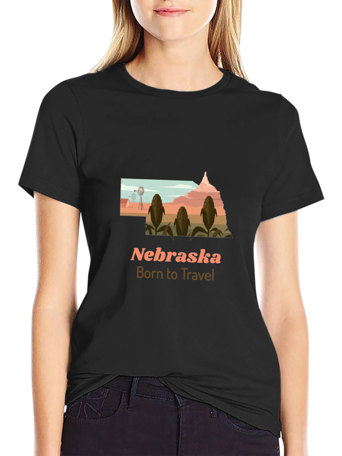 Nebraska Born to Travel Graphic Tee