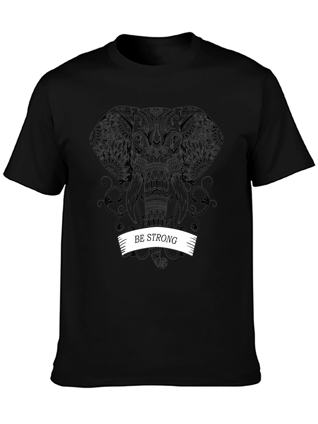Be Strong Elephant Graphic Tee - Black