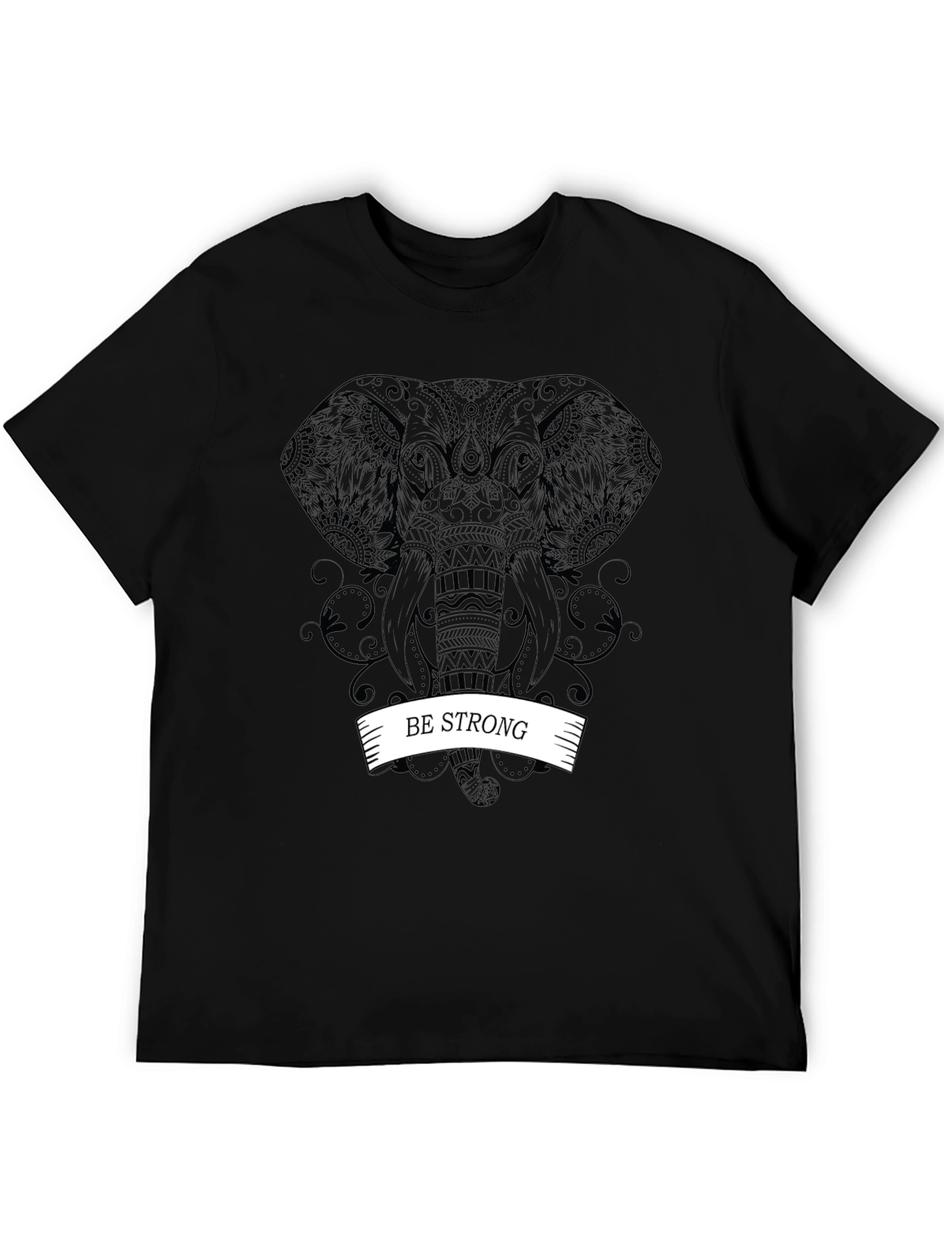 Be Strong Elephant Graphic Tee - Black