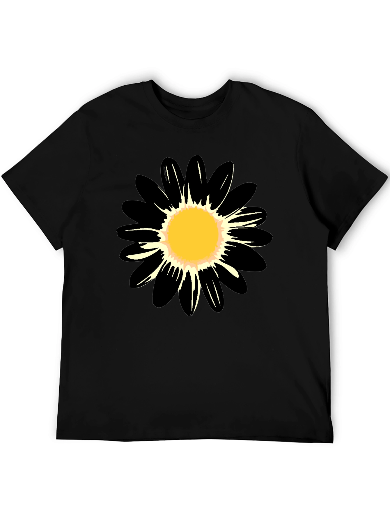 Black Daisy Graphic Tee - Casual Comfort