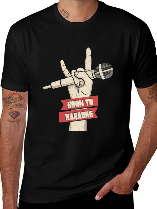 Born To Karaoke T-Shirt - Rock On Microphone Design