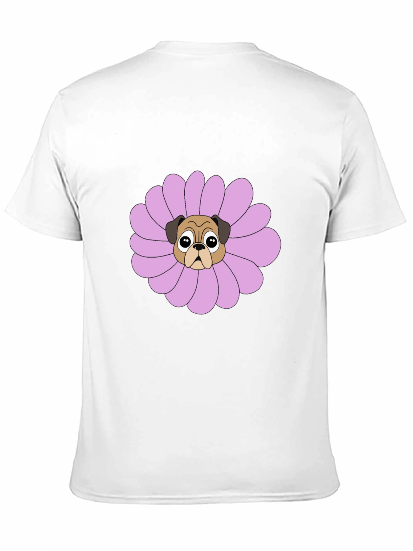 Pug Flower Graphic Tee - Black Cotton T-Shirt