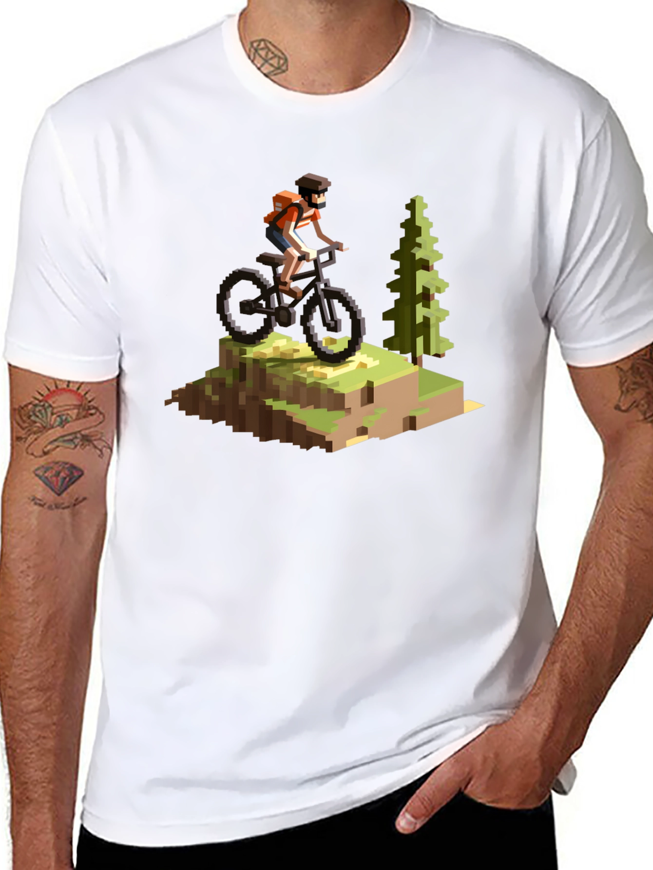 Pixel Art Mountain Biking T-Shirt