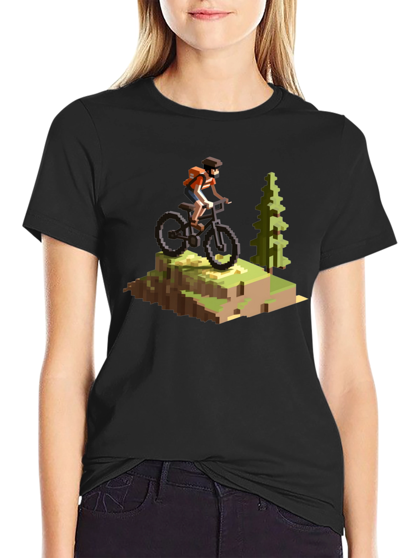 Pixel Art Mountain Biking T-Shirt