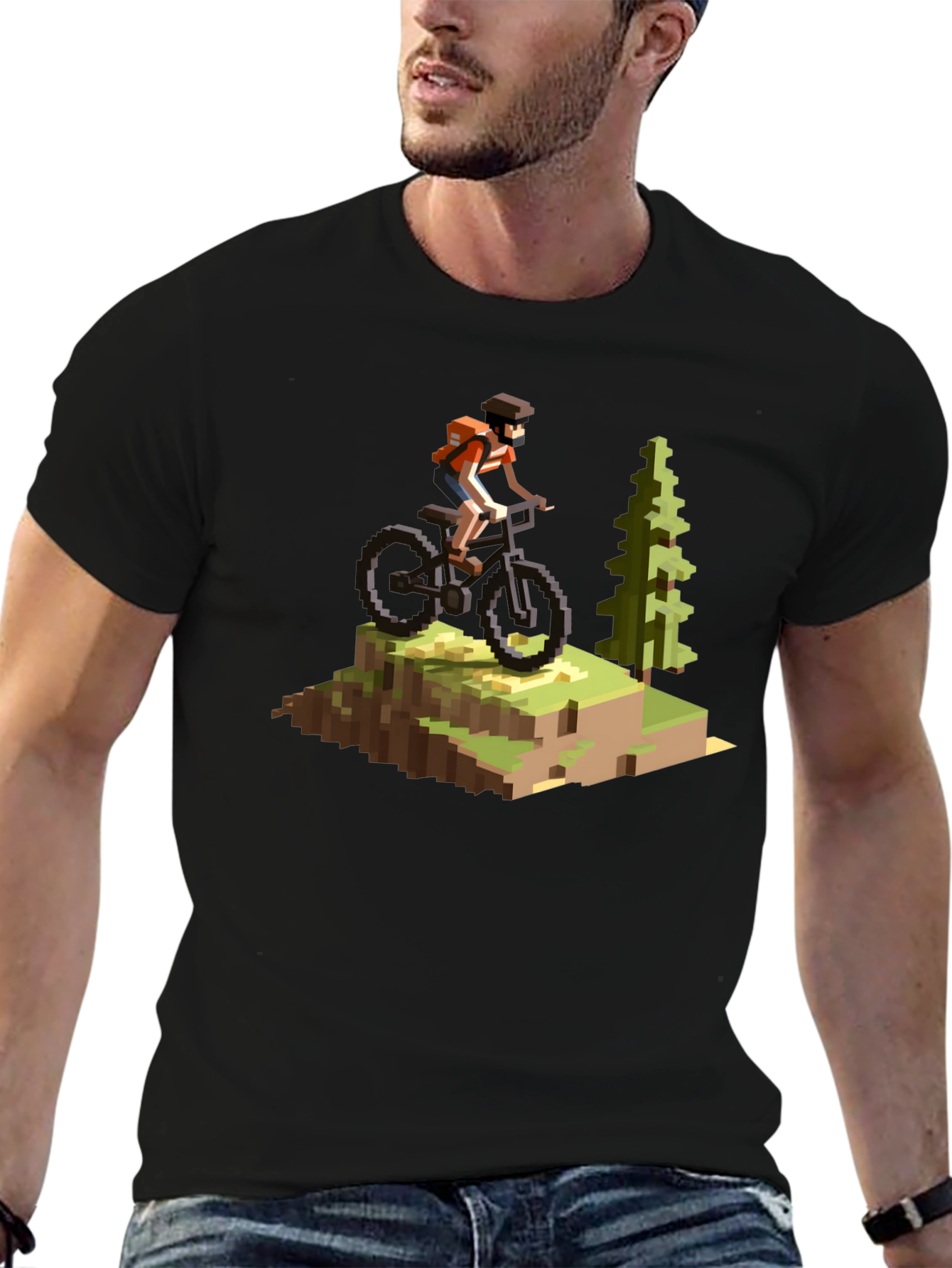Pixel Art Mountain Biking T-Shirt