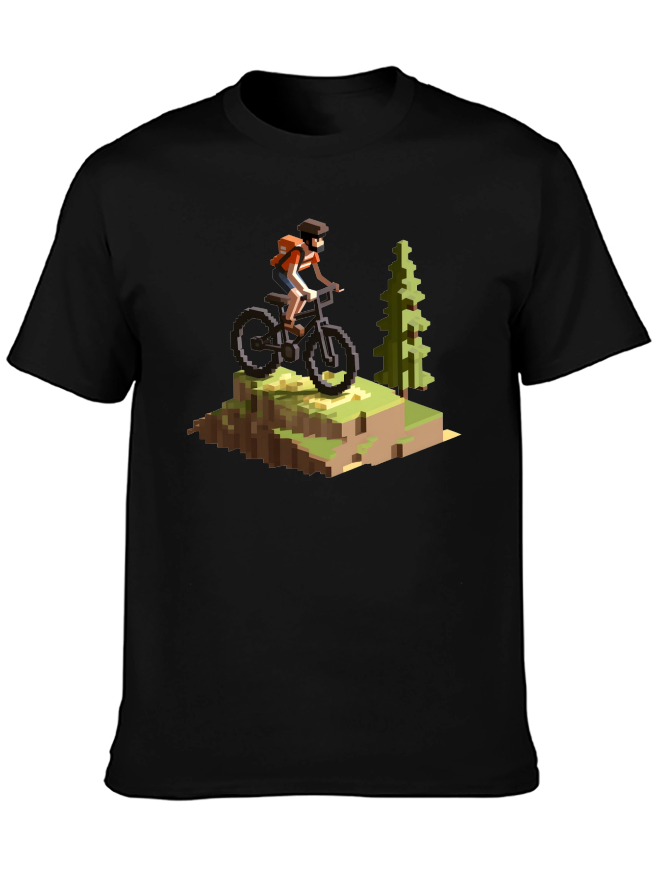 Pixel Art Mountain Biking T-Shirt