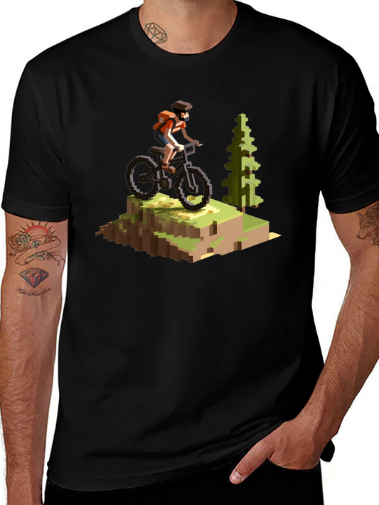 Pixel Art Mountain Biking T-Shirt