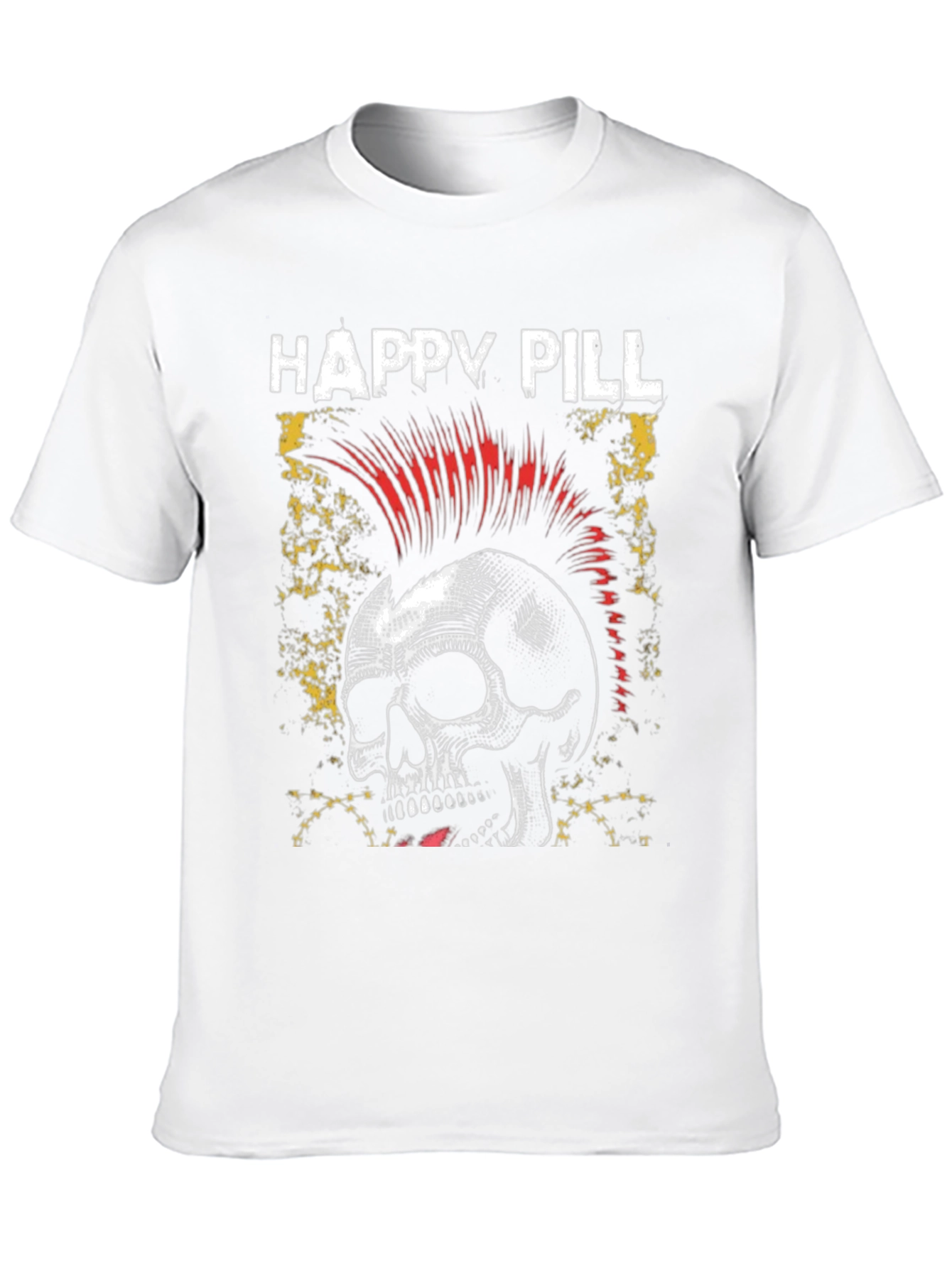 Happy Pill Skull Graphic T-Shirt - Black