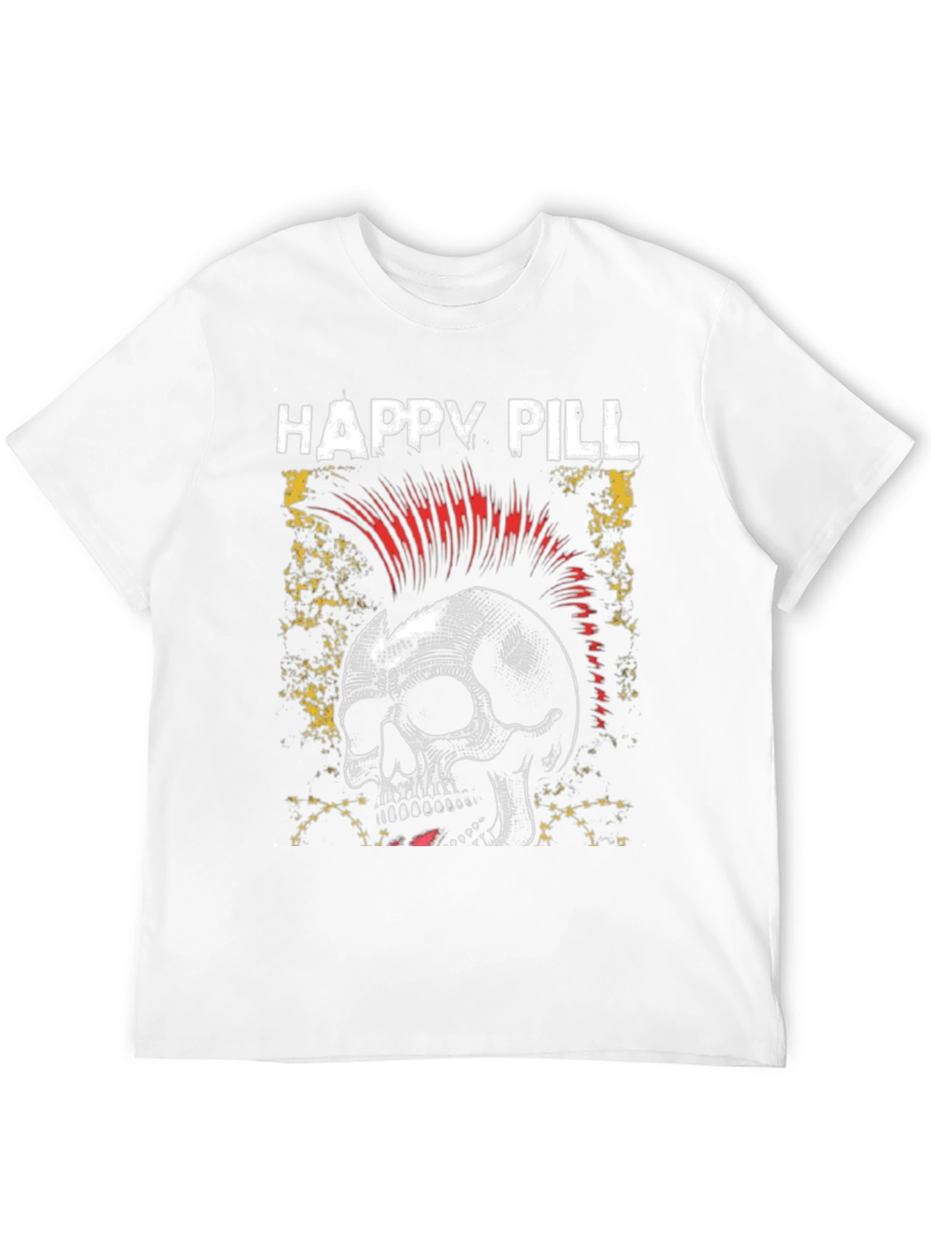 Happy Pill Skull Graphic T-Shirt - Black