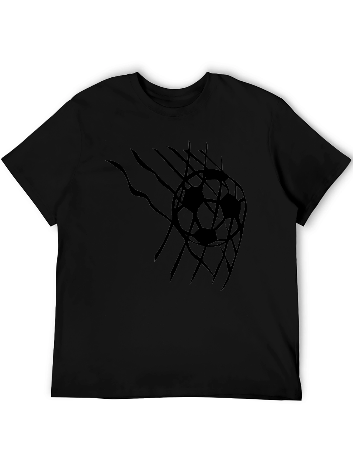 Mens Black Soccer Ball Graphic T-Shirt