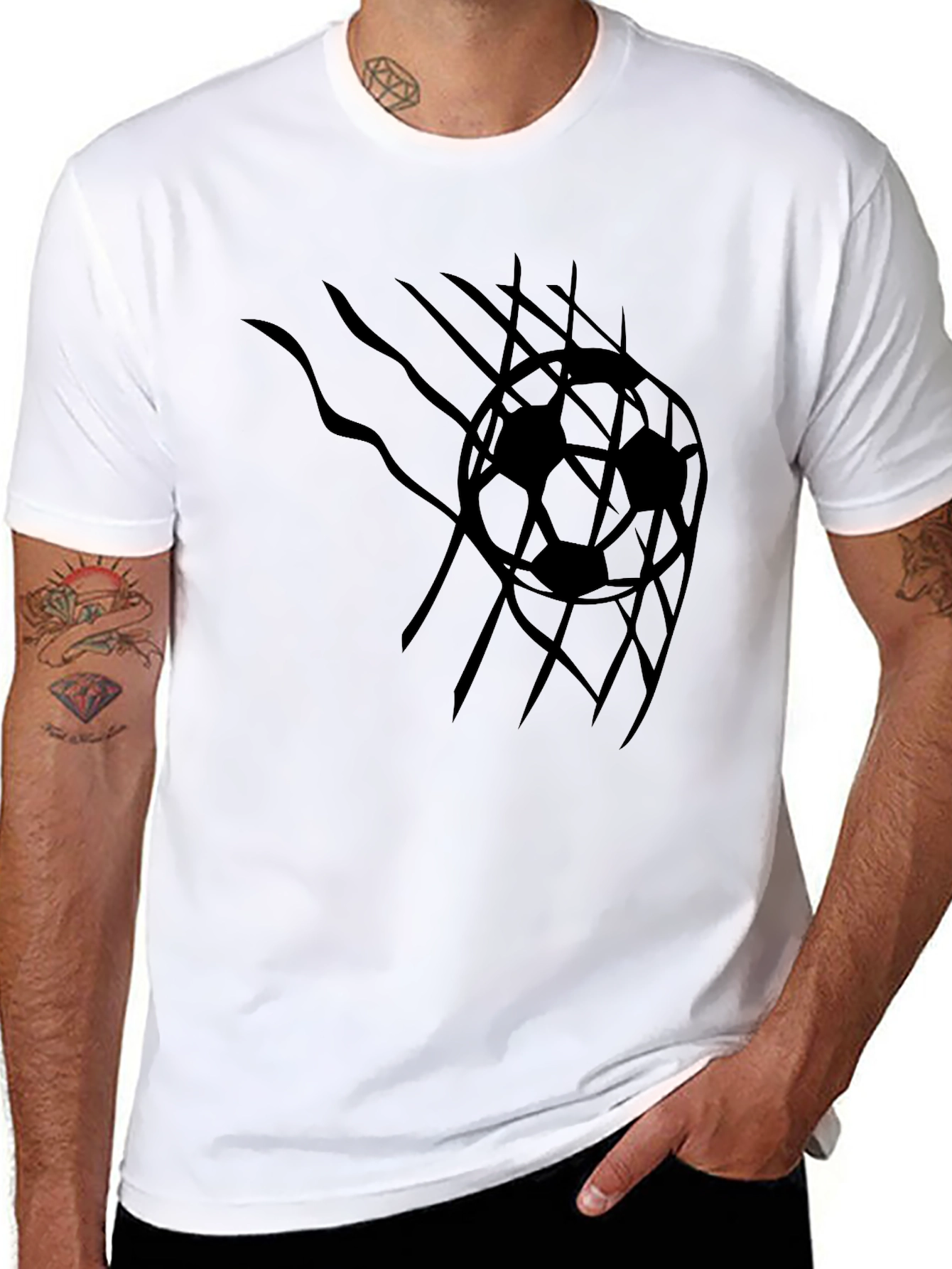 Mens Black Soccer Ball Graphic T-Shirt