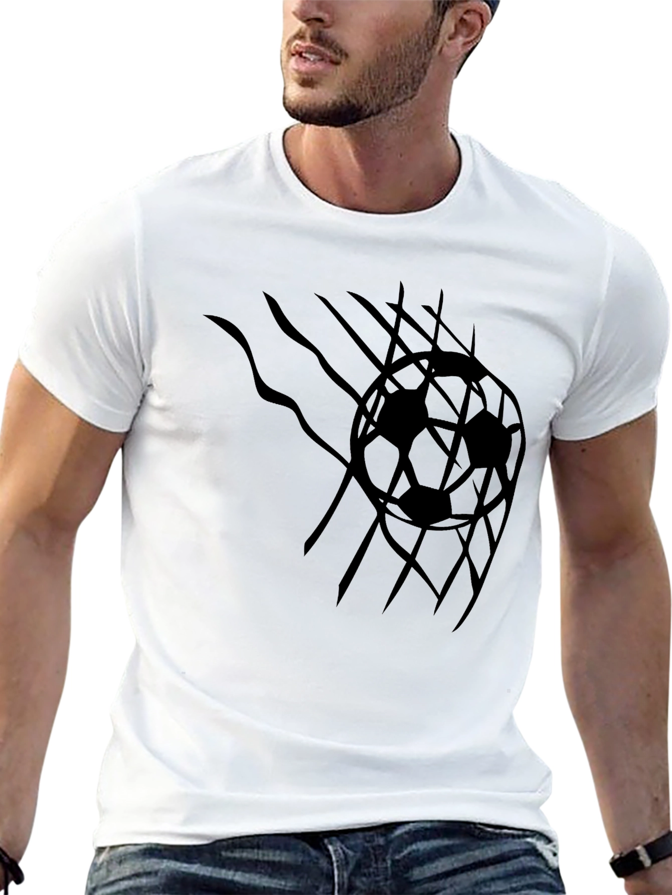 Mens Black Soccer Ball Graphic T-Shirt