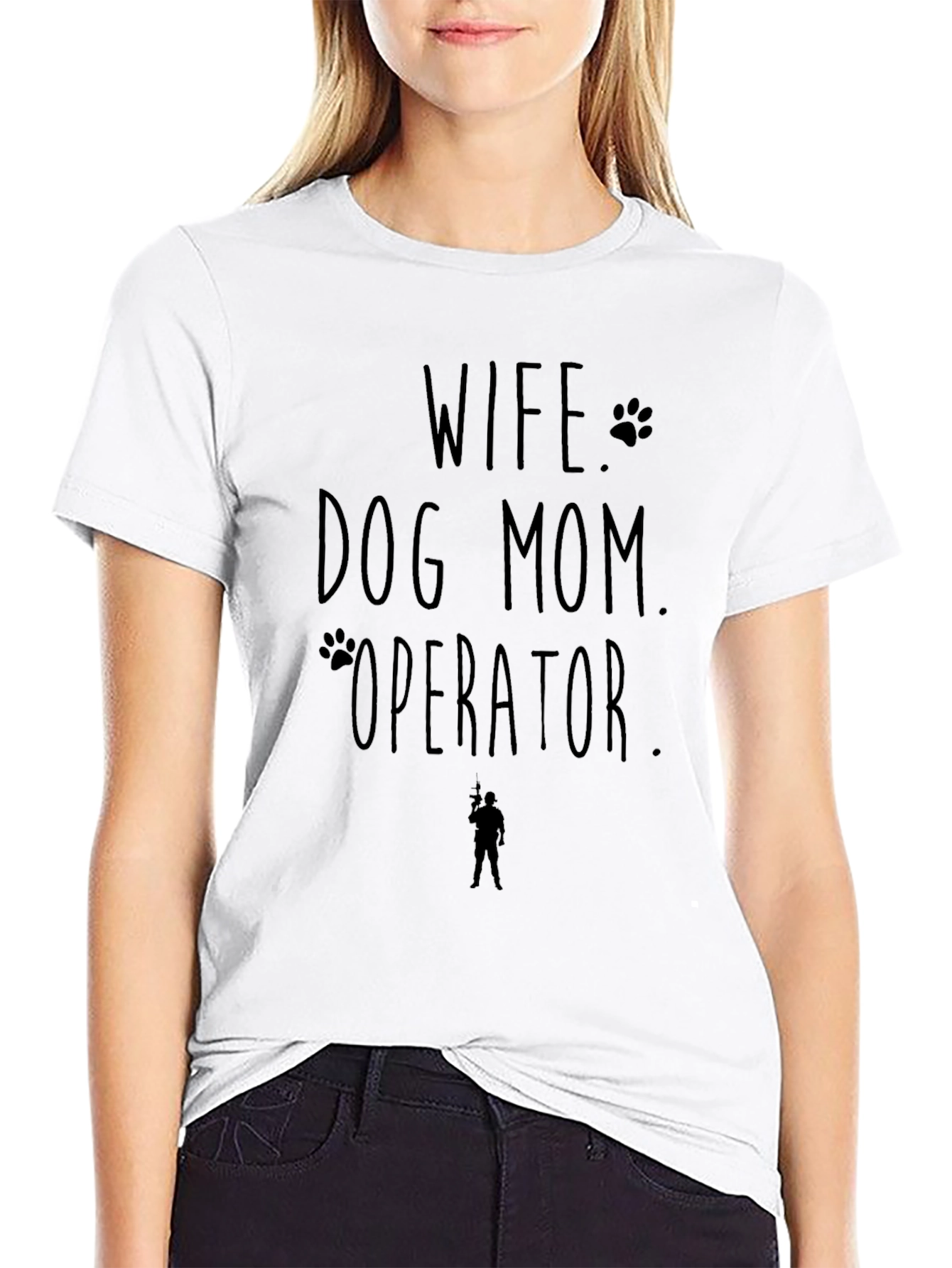 Wife Dog Mom Operator Novelty Graphic T-Shirt