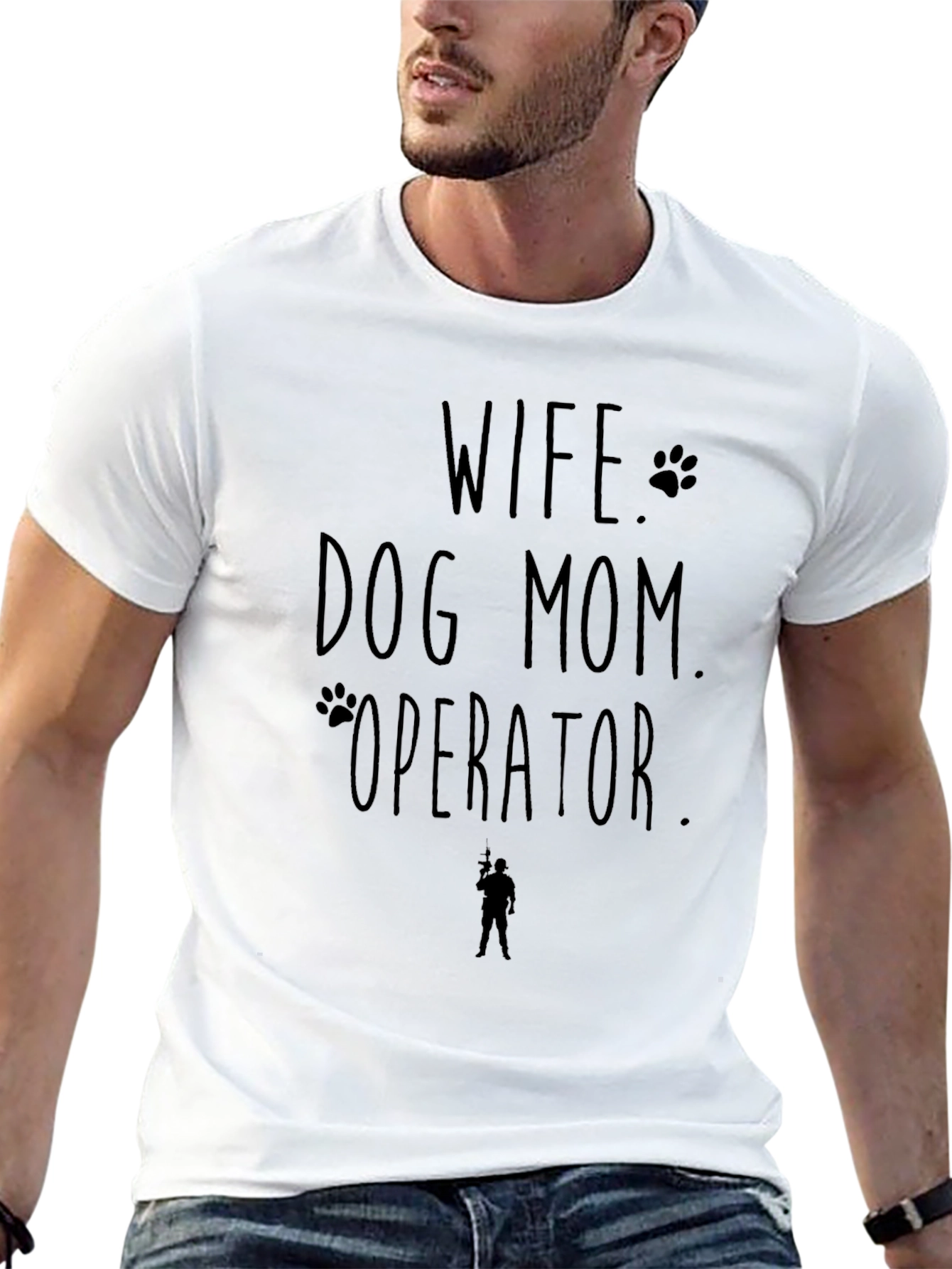 Wife Dog Mom Operator Novelty Graphic T-Shirt