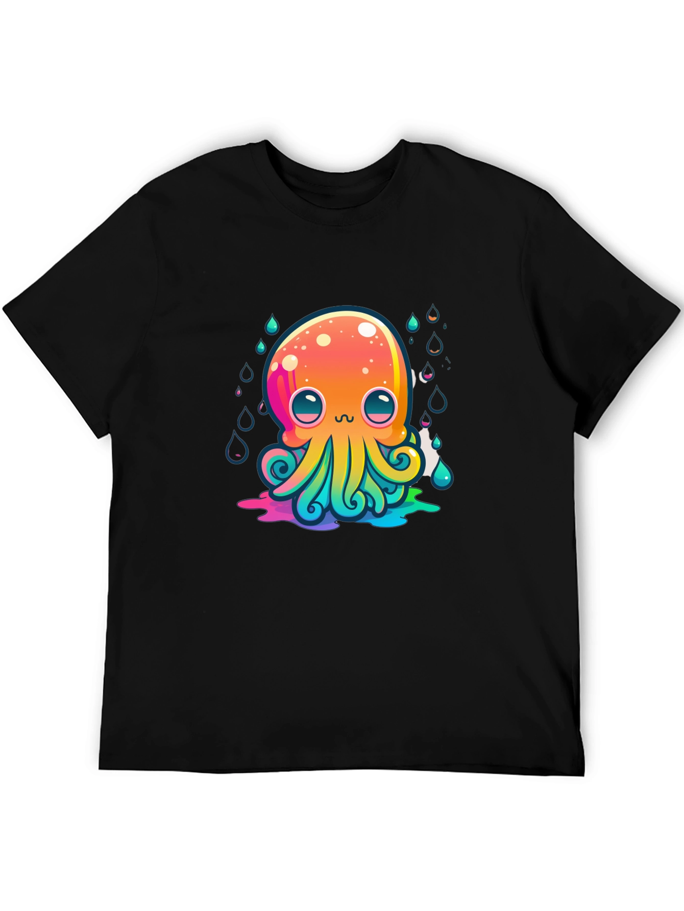 Rainbow Octopus Graphic Tee - Mens Black T-Shirt