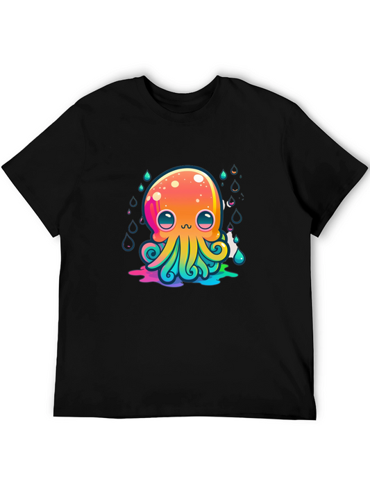 Rainbow Octopus Graphic Tee - Mens Black T-Shirt
