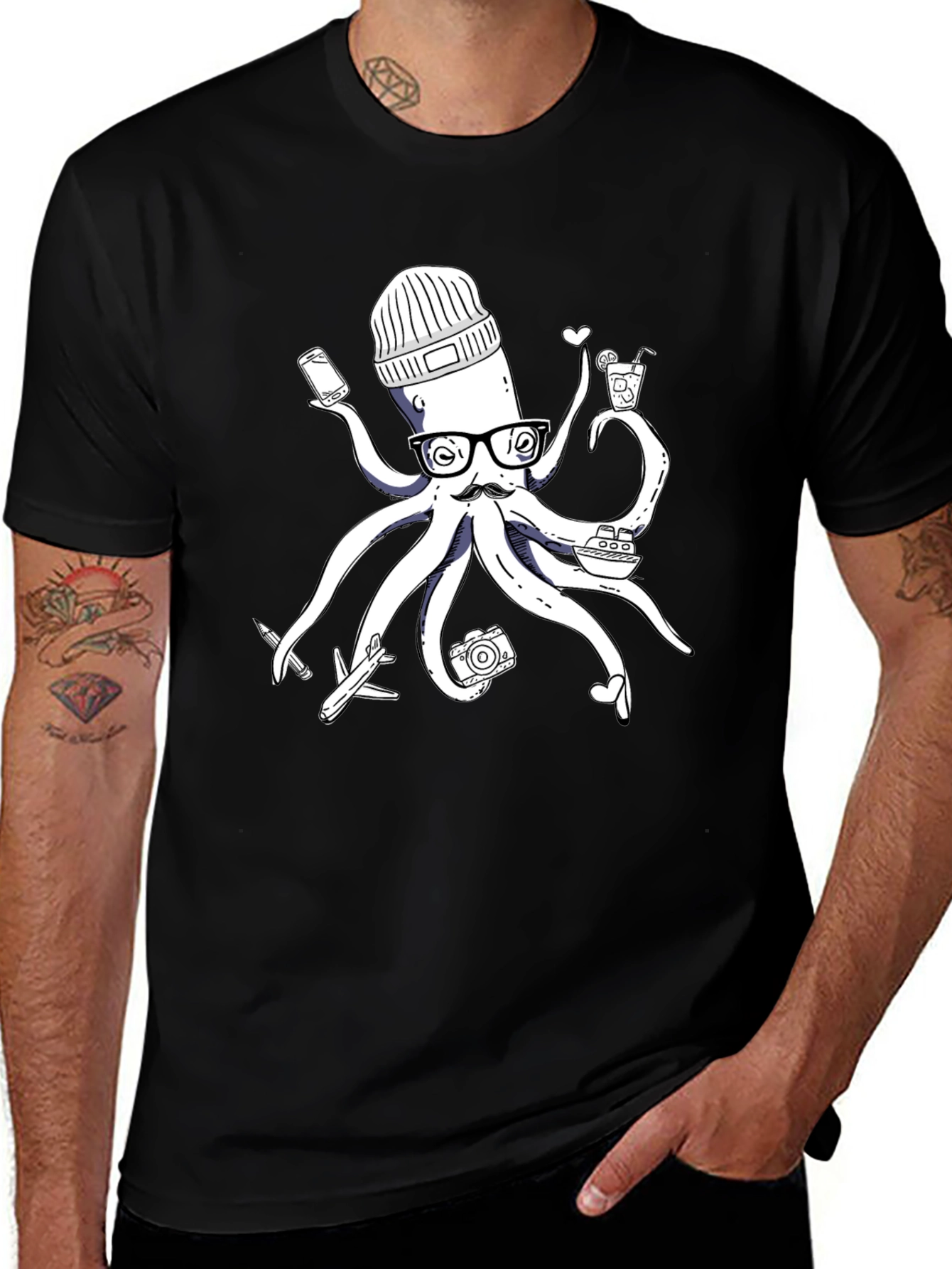 Traveler Octopus T-Shirt - Quirky Design