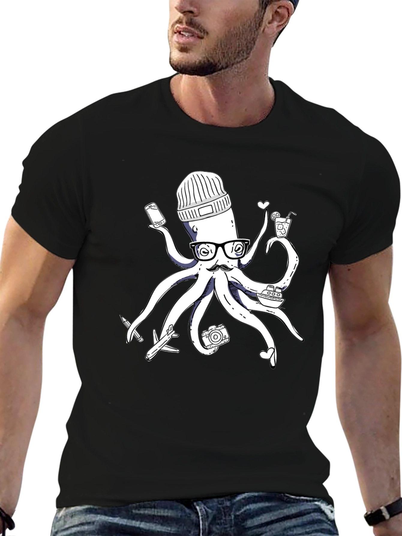 Traveler Octopus T-Shirt - Quirky Design