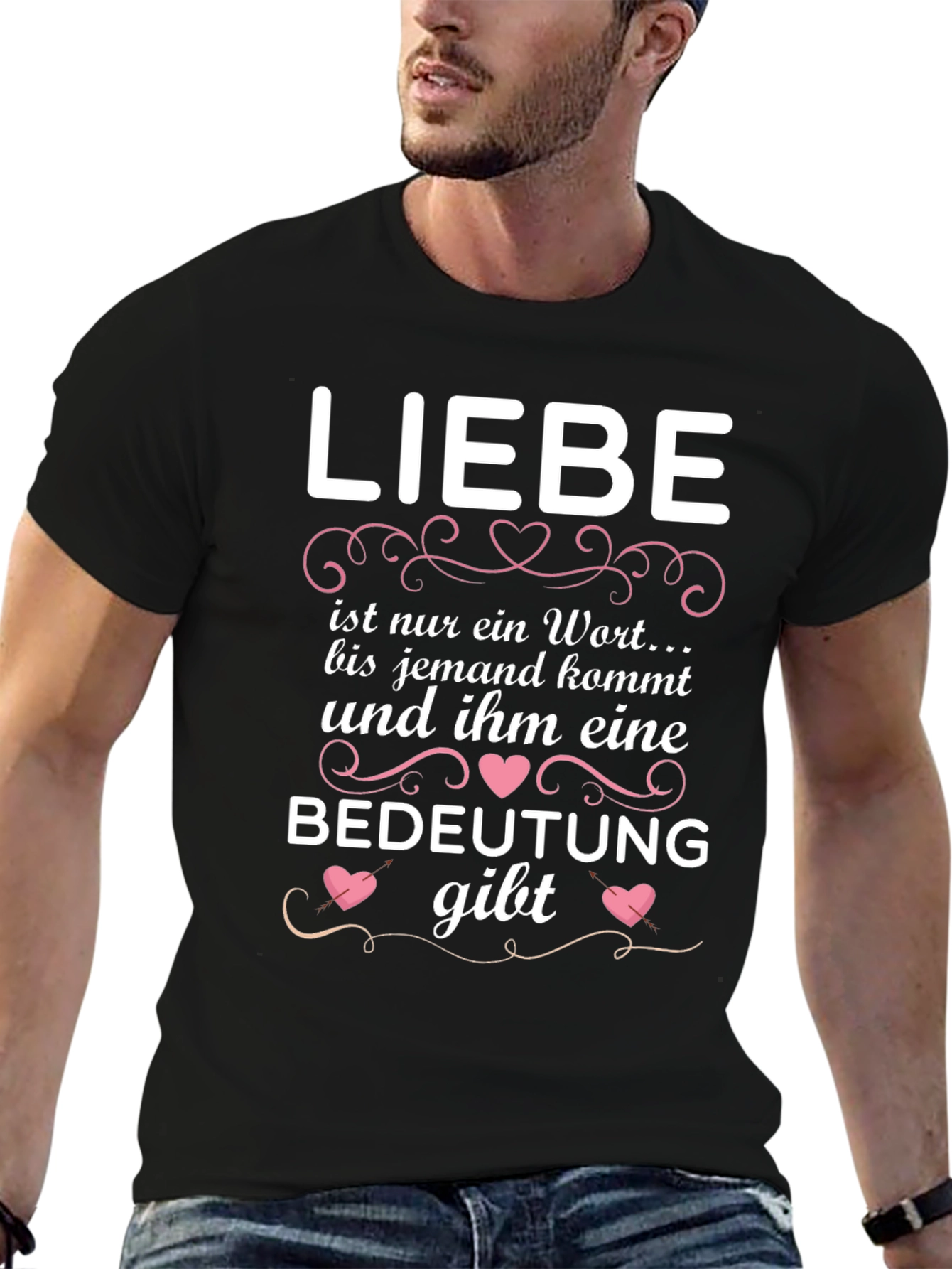 Liebe Black Graphic Tee - Love Gives Meaning