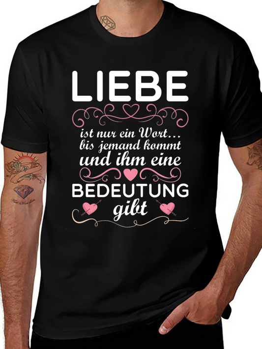 Liebe Black Graphic Tee - Love Gives Meaning