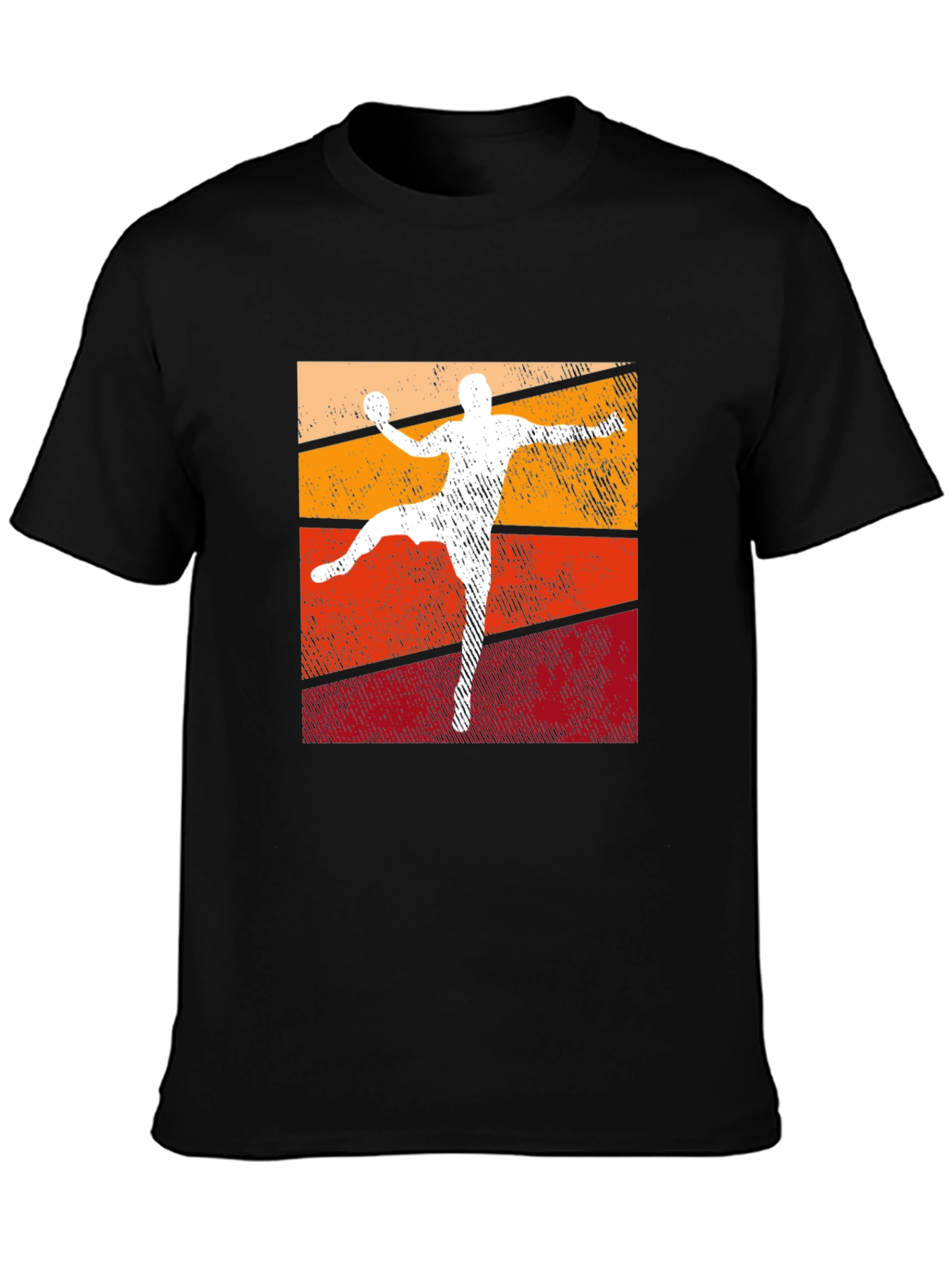 Retro Handball Player Graphic T-Shirt - Black