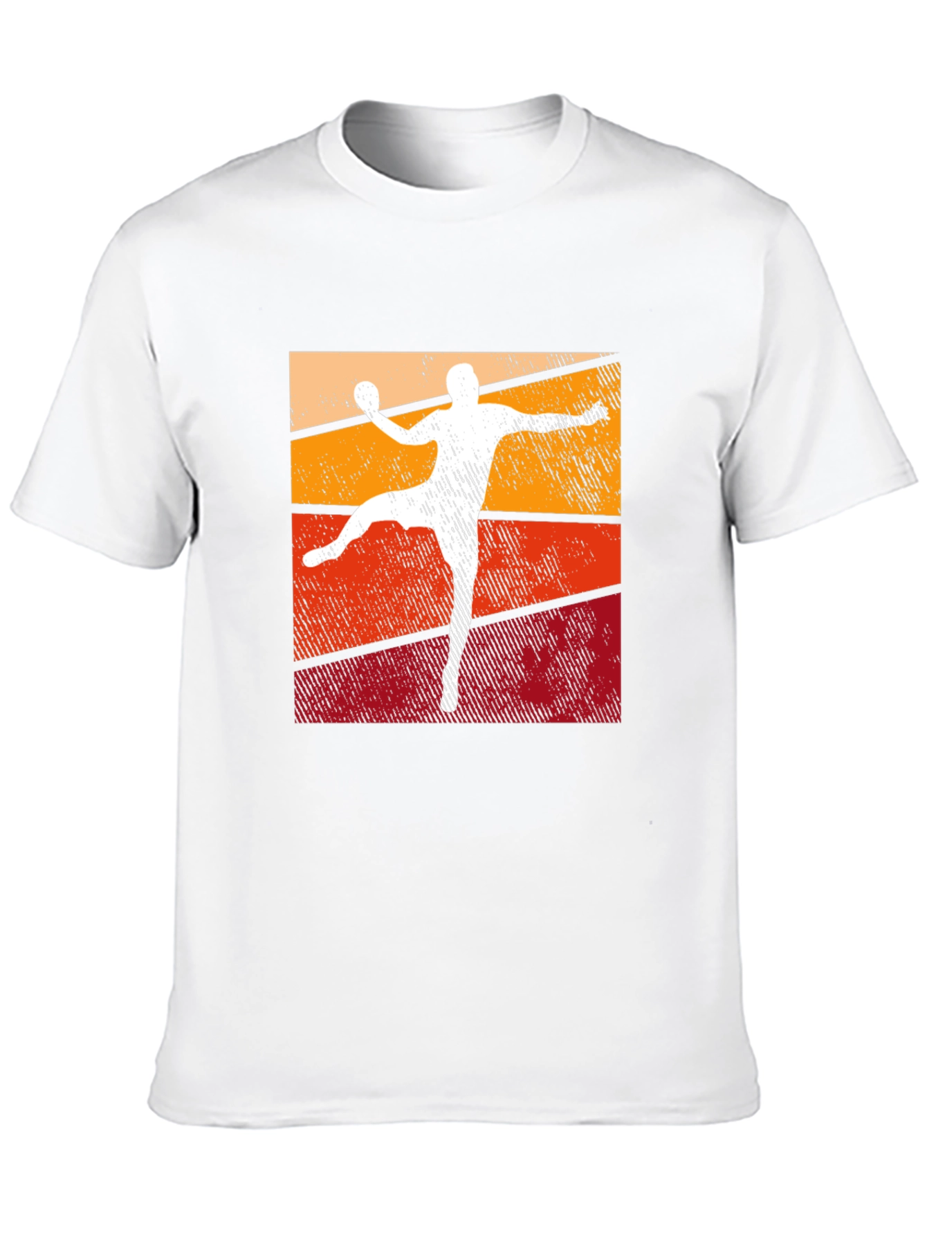 Retro Handball Player Graphic T-Shirt - Black
