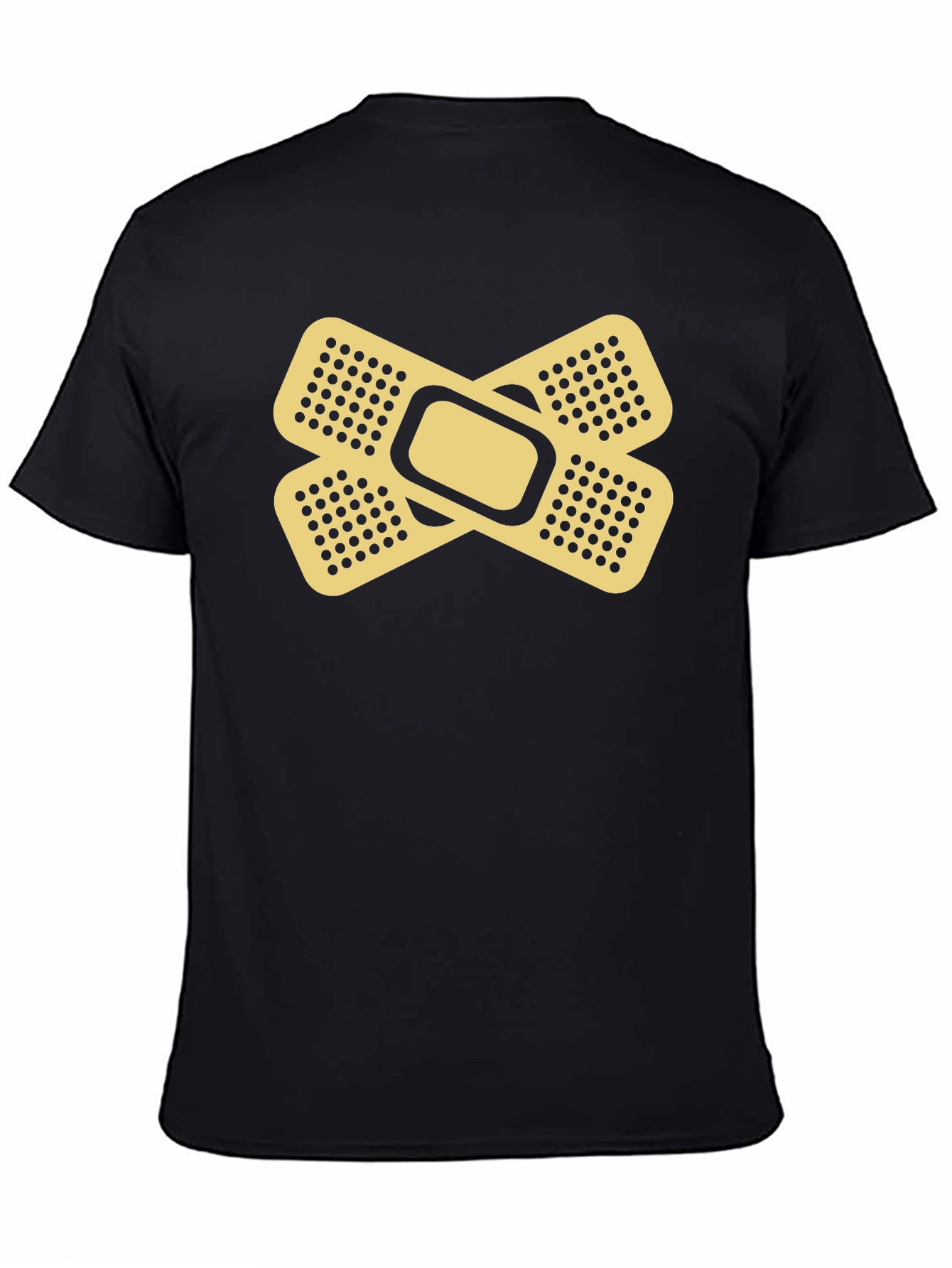 Funny Band-Aid Graphic Tee - Black Cotton Shirt