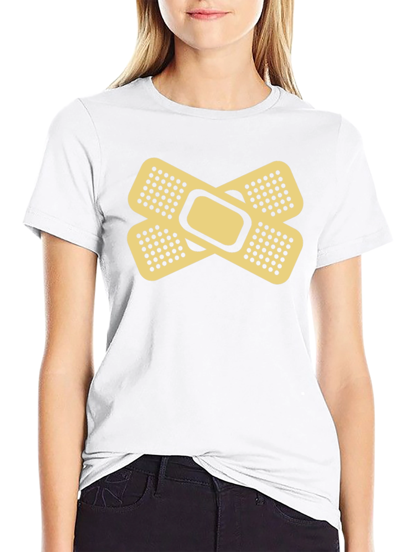 Funny Band-Aid Graphic Tee - Black Cotton Shirt