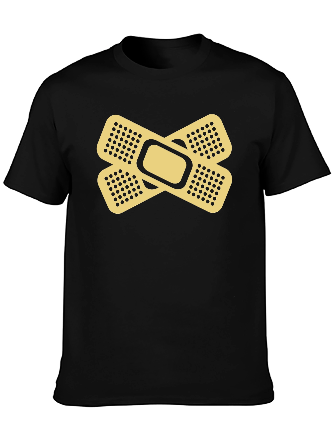 Funny Band-Aid Graphic Tee - Black Cotton Shirt