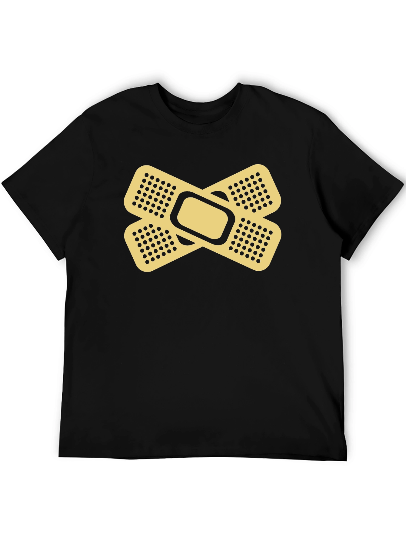 Funny Band-Aid Graphic Tee - Black Cotton Shirt