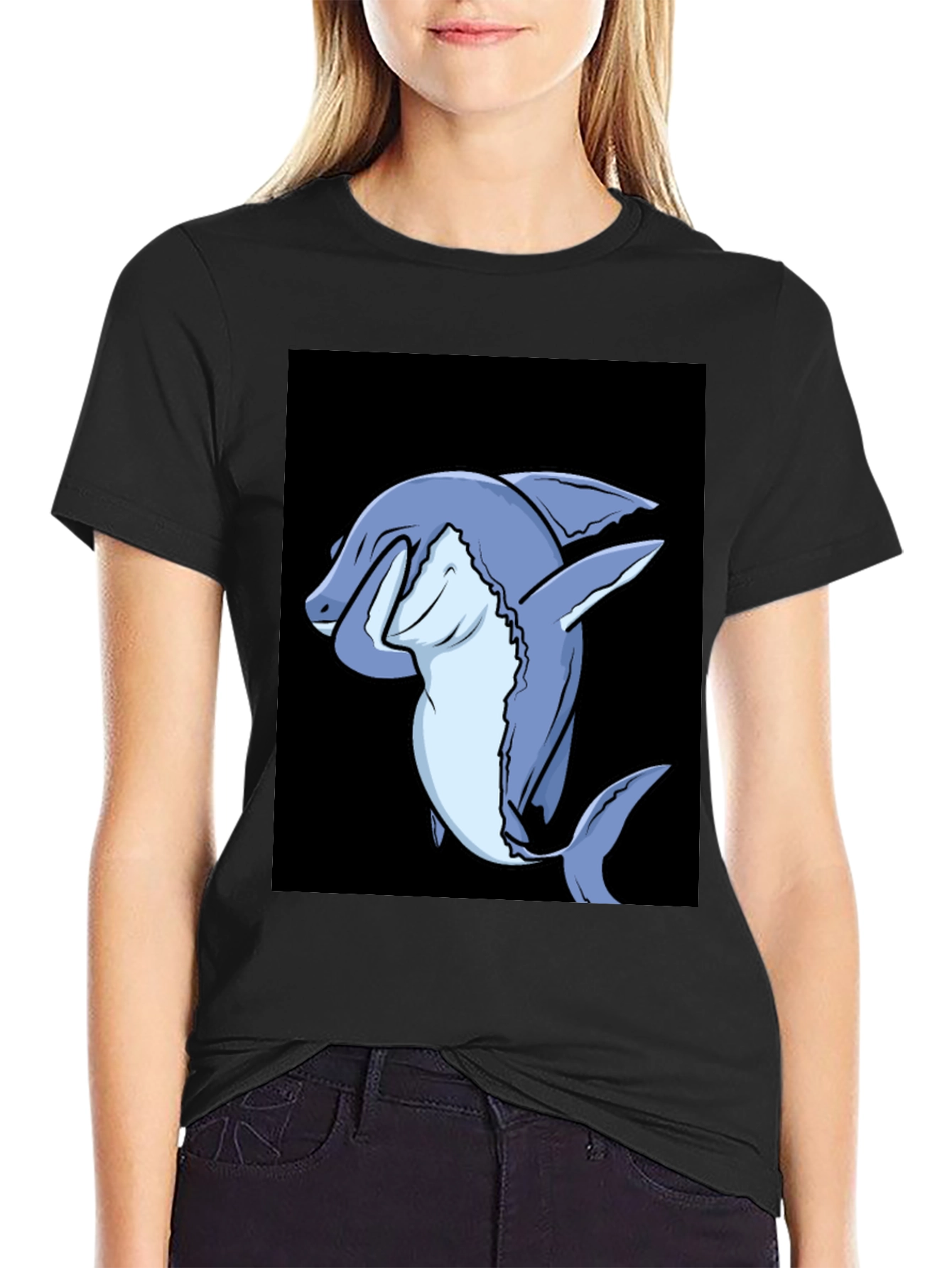 Dabbing Shark Graphic Tee - Mens Black T-Shirt