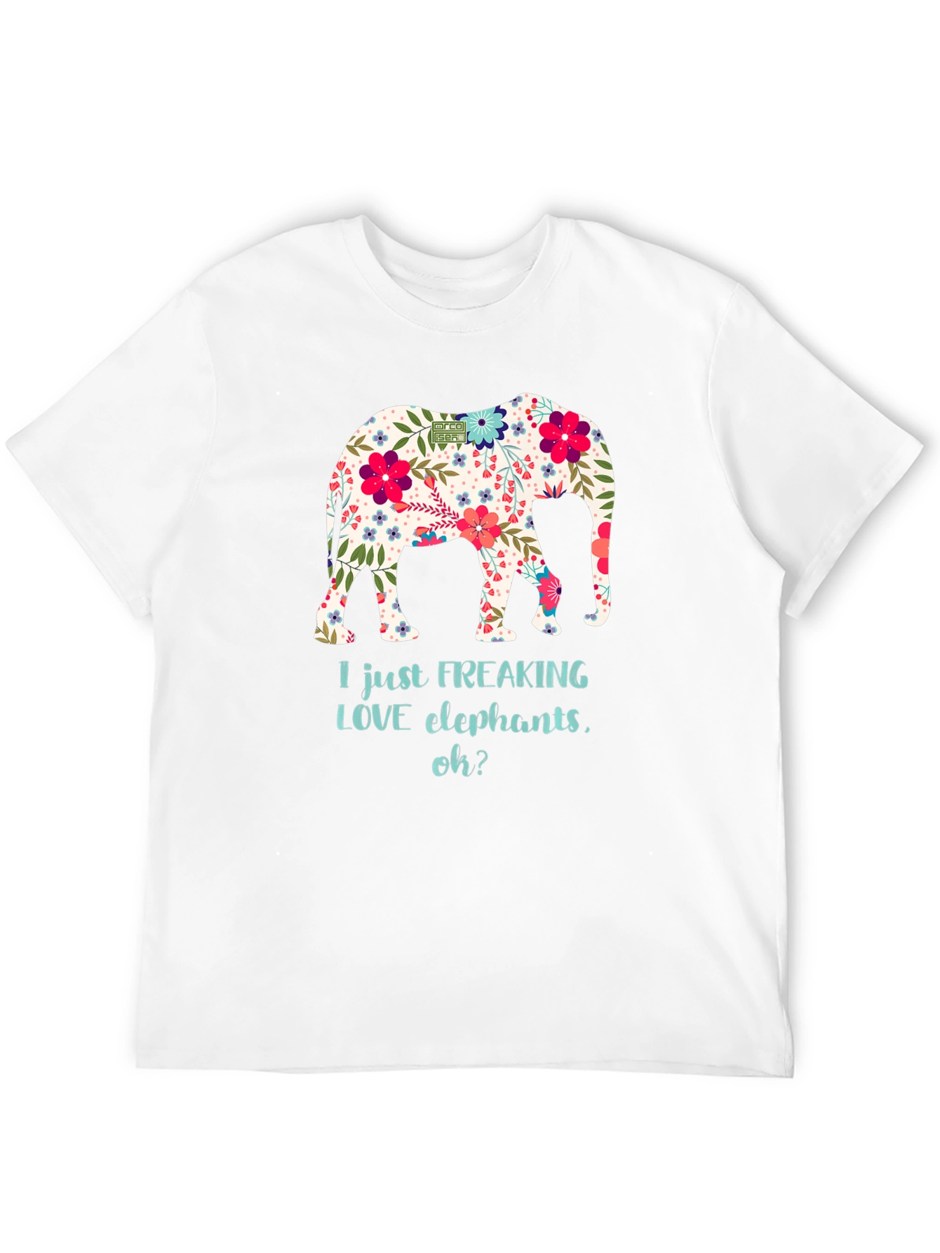 Floral Elephant Graphic T-Shirt - I LOVE Elephants