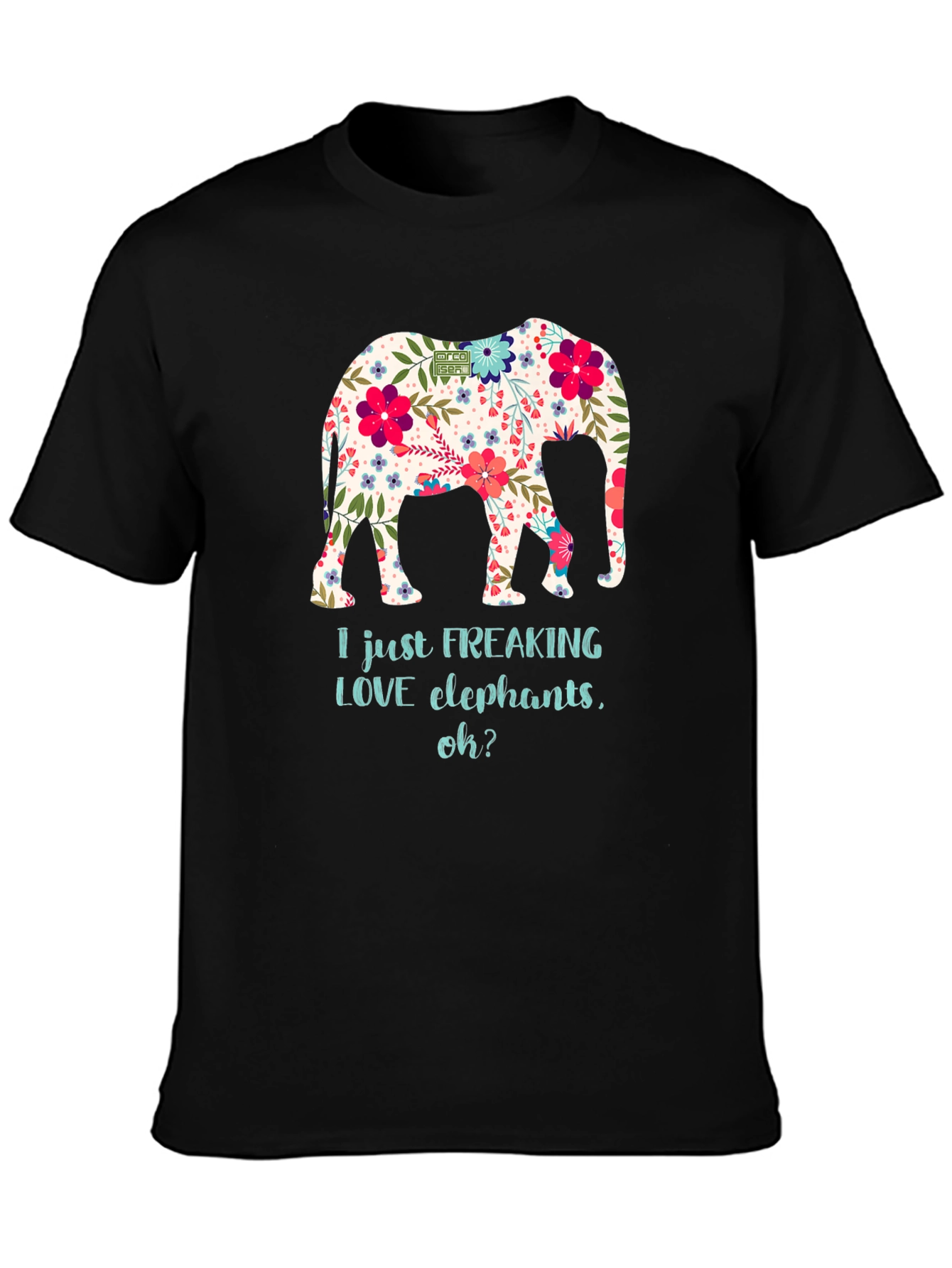 Floral Elephant Graphic T-Shirt - I LOVE Elephants